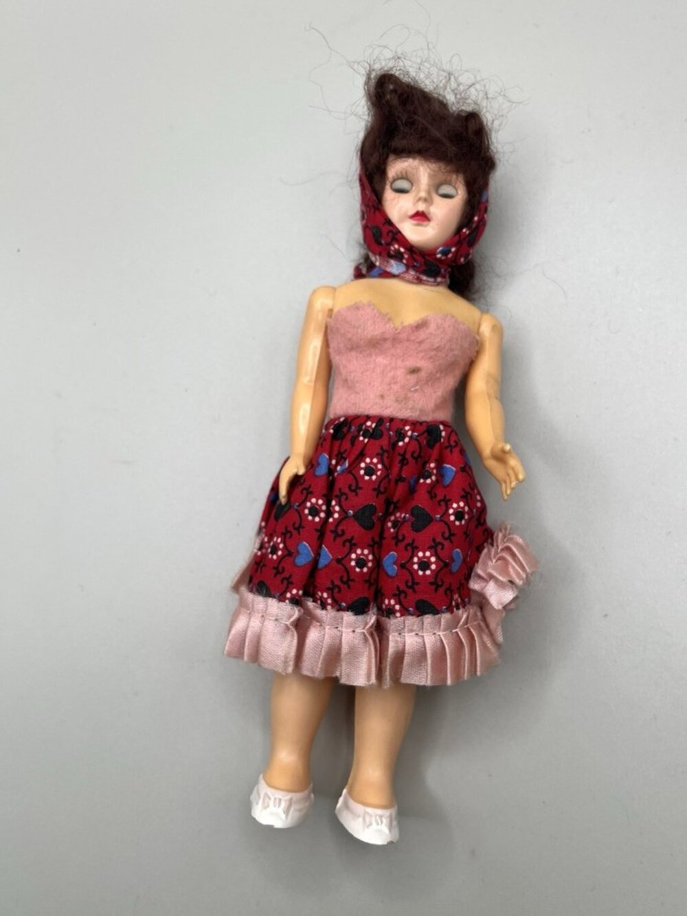 VTG 50s Unmarked Hard Plastic Fashion Doll Sleep Eyes Strung Head Mid Century